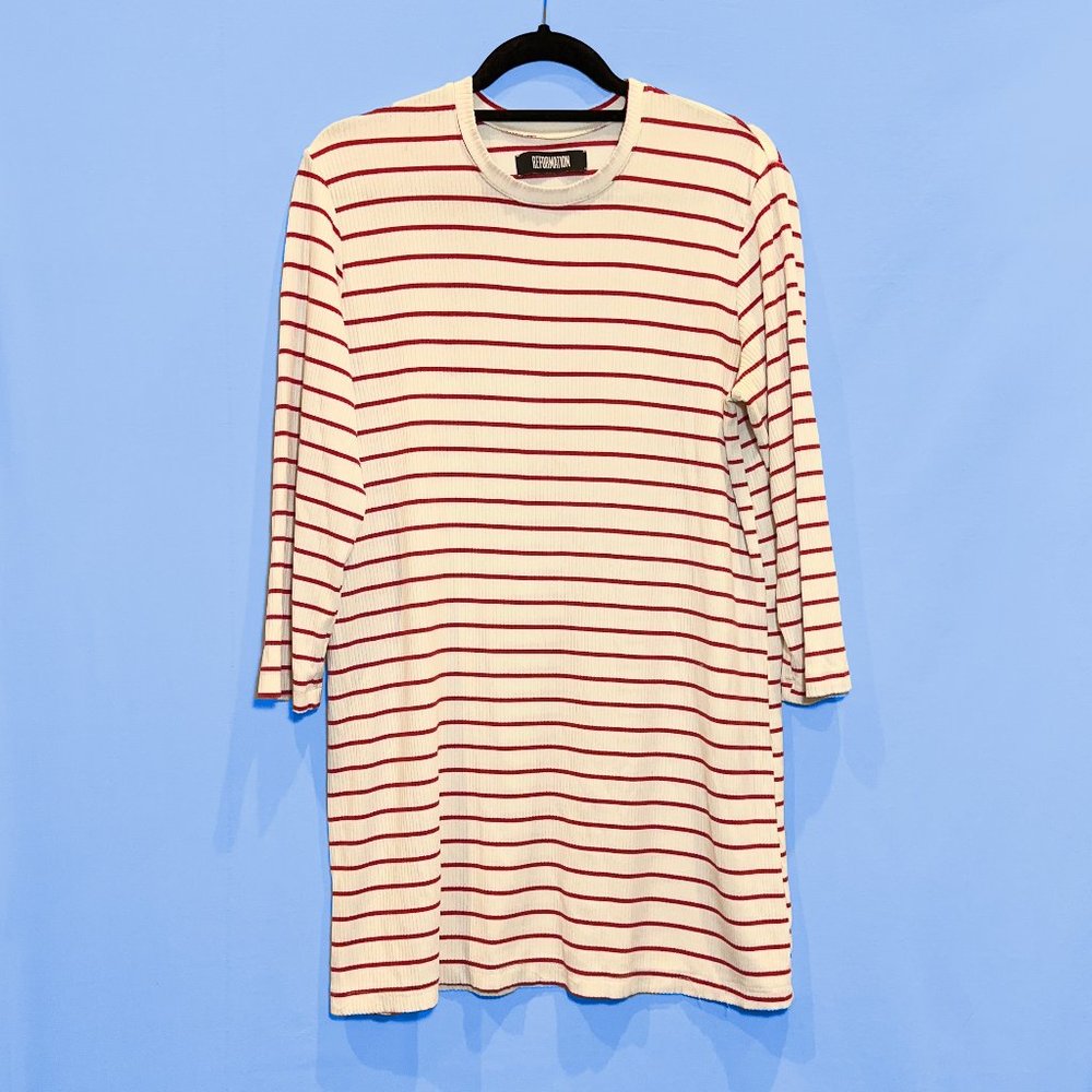 Reformation Benji Ribbed Dress Red and White Stripe